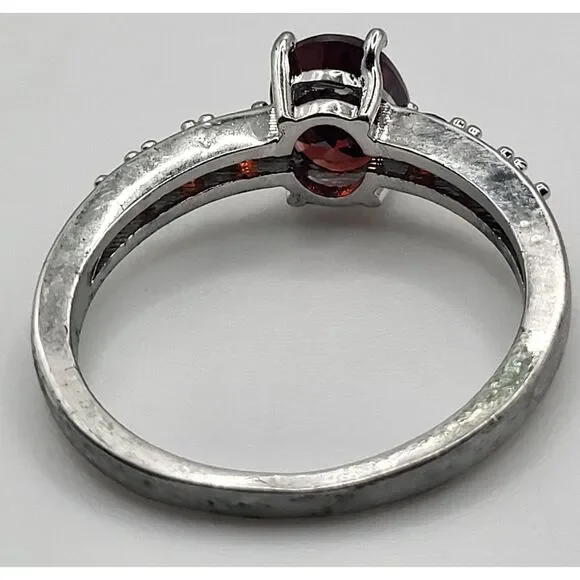 925 Red Garnet Silver Ring Size 10.5 - Picture 5 of 5